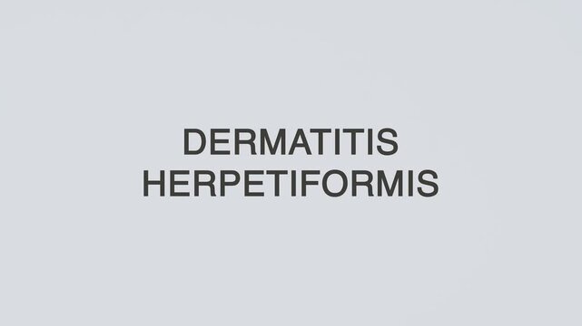 Dermatitis herpetiformis word diagnosed with a stethoscope held in hand on a white background, illustrating chronic skin condition, medical diagnosis, healthcare concept, and patient awareness