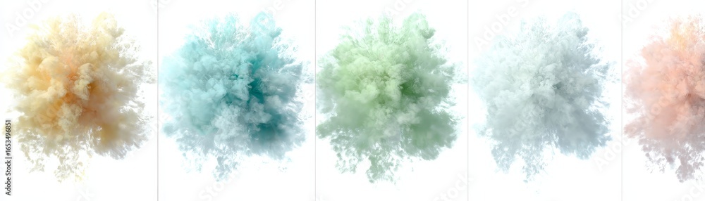 Aufkleber ethereal abstract plumes of multi colored vapor showcasing a vibrant set of four distinct colorful s