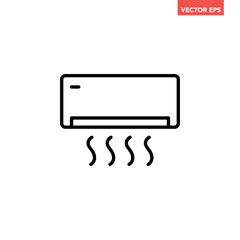 Black single air conditioner line icon, simple tech electronic flat design pictogram vector for app ads web button ui interface elements isolated on white background