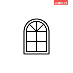 Black single clear window frame line icon. Simple modern building element graphic flat design pictogram vector for app ads web button banner ui interface elements isolated on white background