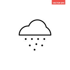 Black single snowing day line icon, simple freeze weather flat design vector pictogram, infographic vector for app logo web website button banner ui ux interface elements isolated on white background