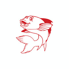 A Koi Fish Icon on a white background, A hand drawn illustration of a Koi Fish icon on a white background