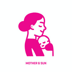 A mother and son Icon on a white background, A hand drawn illustration of mother and son icon on a white background