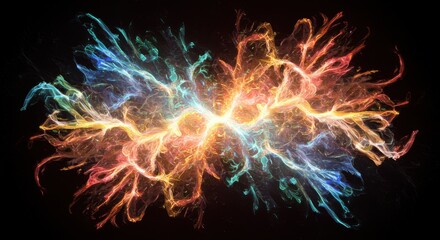 Obraz premium Vibrant plasma energy collision in outer space