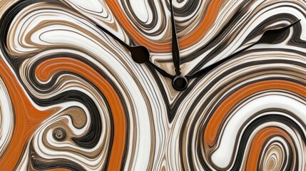Abstract Swirl Pattern Clock: A Modern Timepiece with Earthy Tones Design Beauty