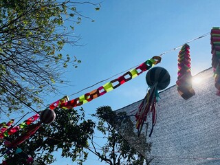 decorations on the streets around the house to welcome Independence Day