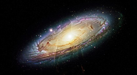 Bright glowing spiral galaxy in outer space