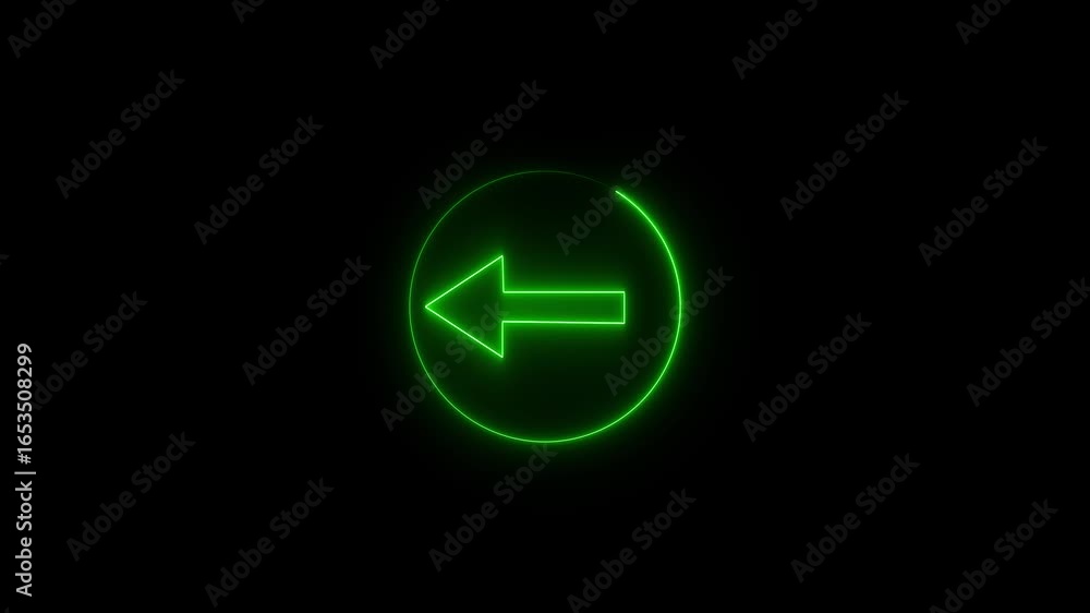 Poster abstract left side directional arrow icon. neon arrow symbol icon. neon arrow right to left directio