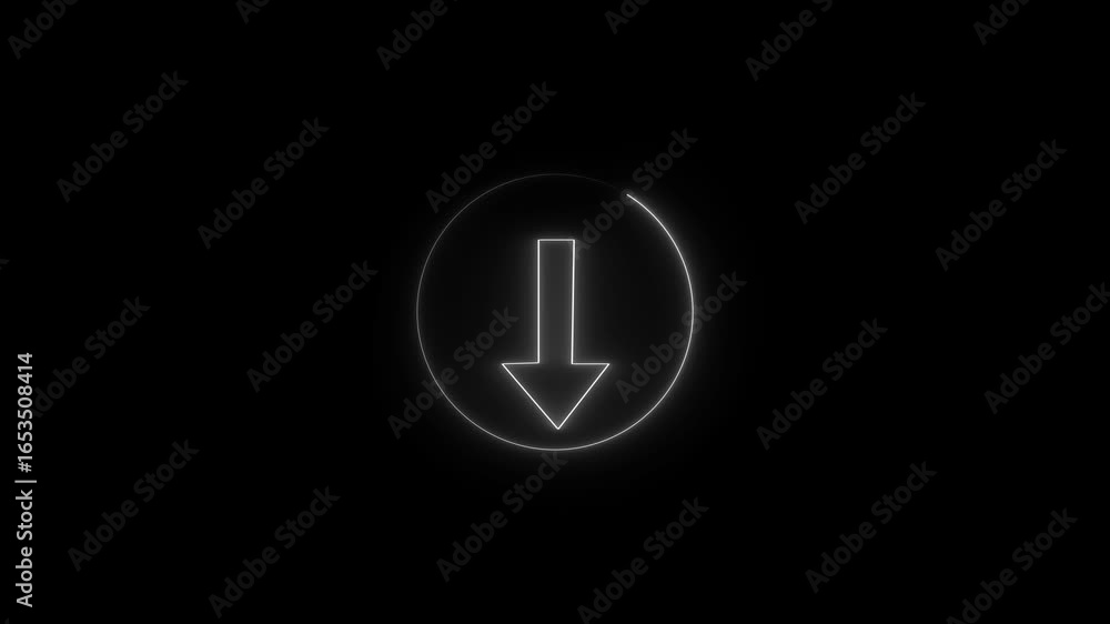 Poster abstract down side directional arrow icon. neon arrow symbol icon. neon arrow up to down direction c
