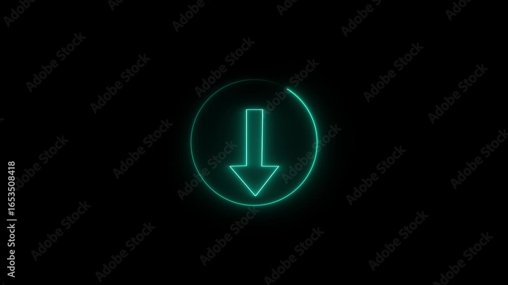 Poster abstract down side directional arrow icon. neon arrow symbol icon. neon arrow up to down direction c