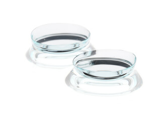 Pair of contact lenses isolated on white