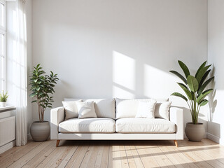 Dining table with white ceramic plates and glass vase,Elegant tableware and a brick backdrop for a clean, modern dining look.