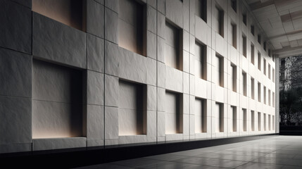 A clean and artistic shot of a subtle grid pattern or line work on a minimalist, solid-colored wall. 