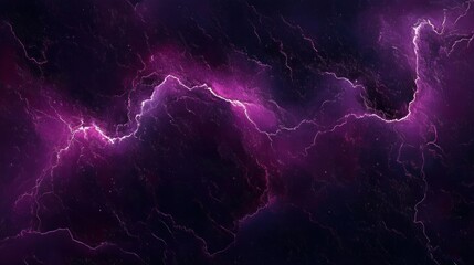Abstract cosmic scene with bright purple lightning streaks against a dark textured background creating a mysterious and energetic atmosphere