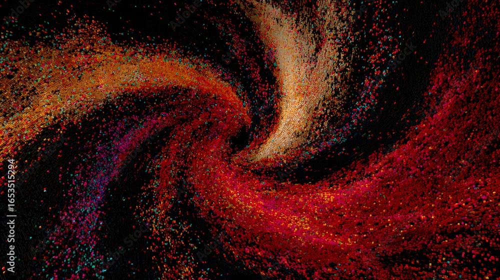 Poster a swirling vortex of vibrant particles creates a dynamic abstract design.