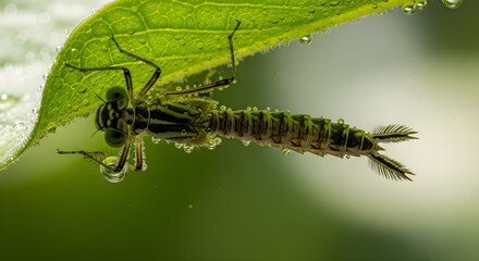Damselfly Nymph Underwater Macro (landscape) 