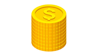 Stacked Golden Coins Isolated On White Background Representing Wealth Financial Growth And Investment