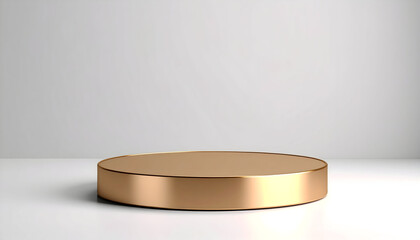 Metallic Gold Podium on White Surface against a Simple White Background for Product Display
