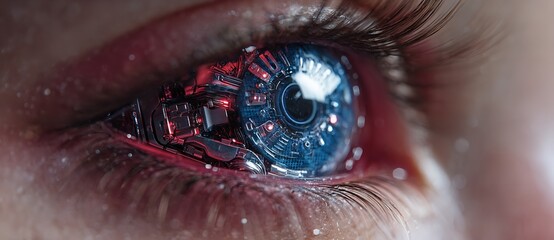 Robotic Eye Close-up: A Stunning Glimpse into Cybernetic Enhancements and Technological Integration with Human Biology