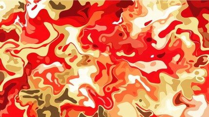 Abstract colorful pattern with swirls of red, orange, and beige resembling a vibrant landscape