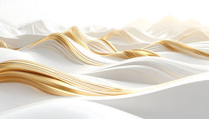 Obraz premium Abstract Gold Waves Flowing Over White Surfaces under Bright Sunlight with a Minimalist Design