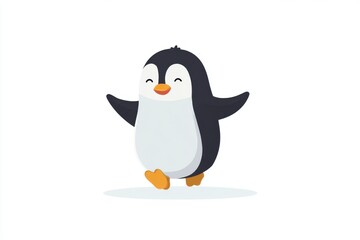 Fototapeta premium Minimalist Penguin Illustration on White Space