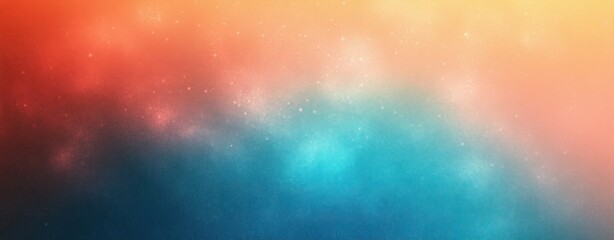 Abstract gradient background blending warm orange and cool blue hues with scattered light spots creating a soft glowing effect