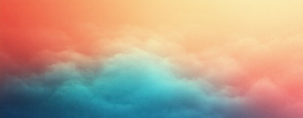 Obraz premium Soft gradient of warm orange blending into cool blue tones resembling a calm cloudy sky, evoking a serene and peaceful atmosphere