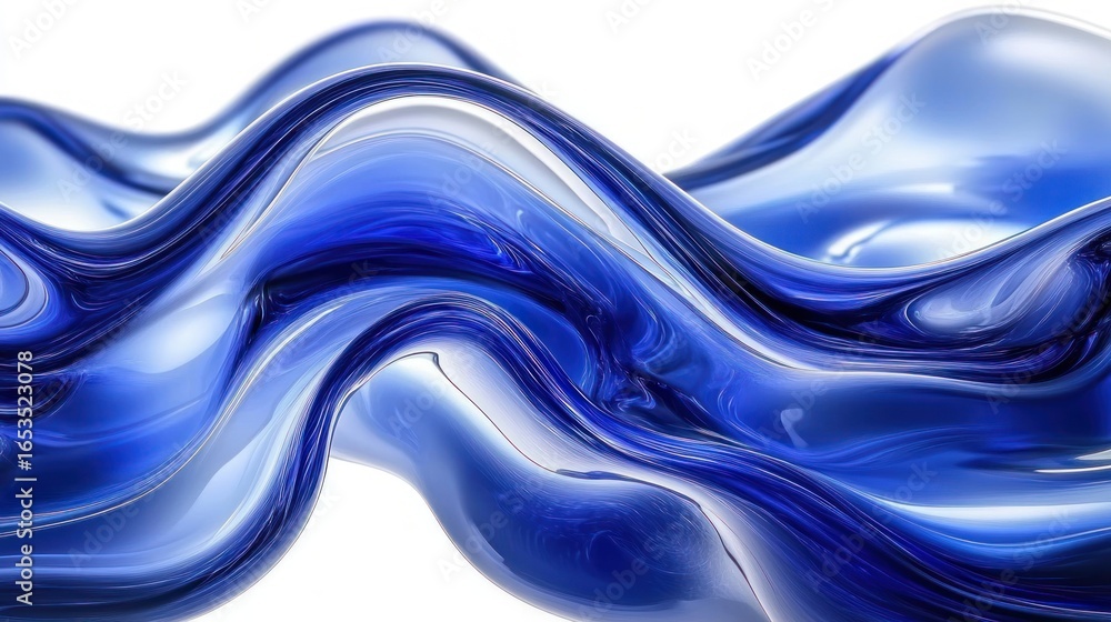 Aufkleber smooth flowing abstract blue liquid shapes with glossy texture creating dynamic fluid motion and smo
