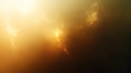 Fototapeta premium Abstract cloud formation with warm golden light illuminating soft textures and dark shadow contrasts creating a moody and ethereal atmosphere