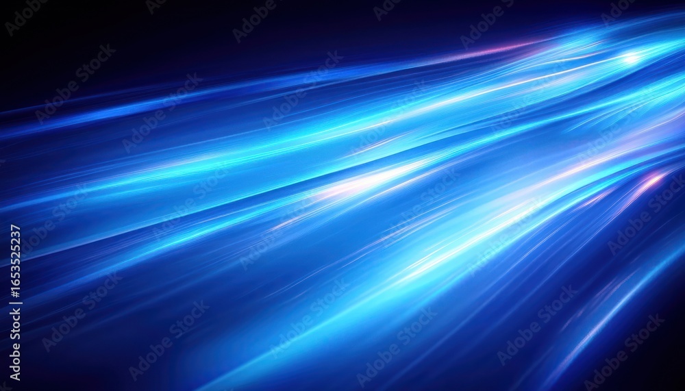 Aufkleber bright streaks of blue and white light beams flowing dynamically against a deep dark background crea