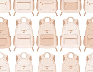 Pastel backpacks in a repeating pattern