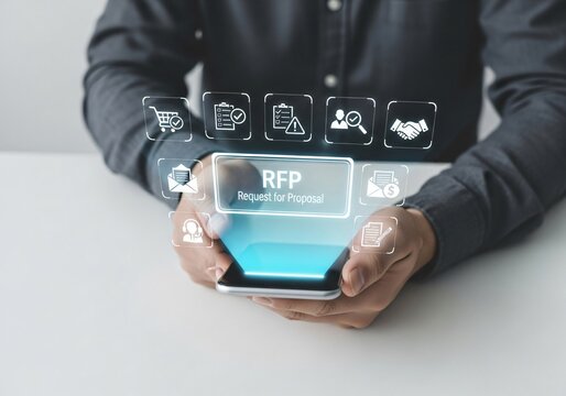 Incident Management System Technology Concept. A person holding tablet with interface Incident Management, icons symbolizing analytics, strategy, process, risk assessment, and problem resolution.