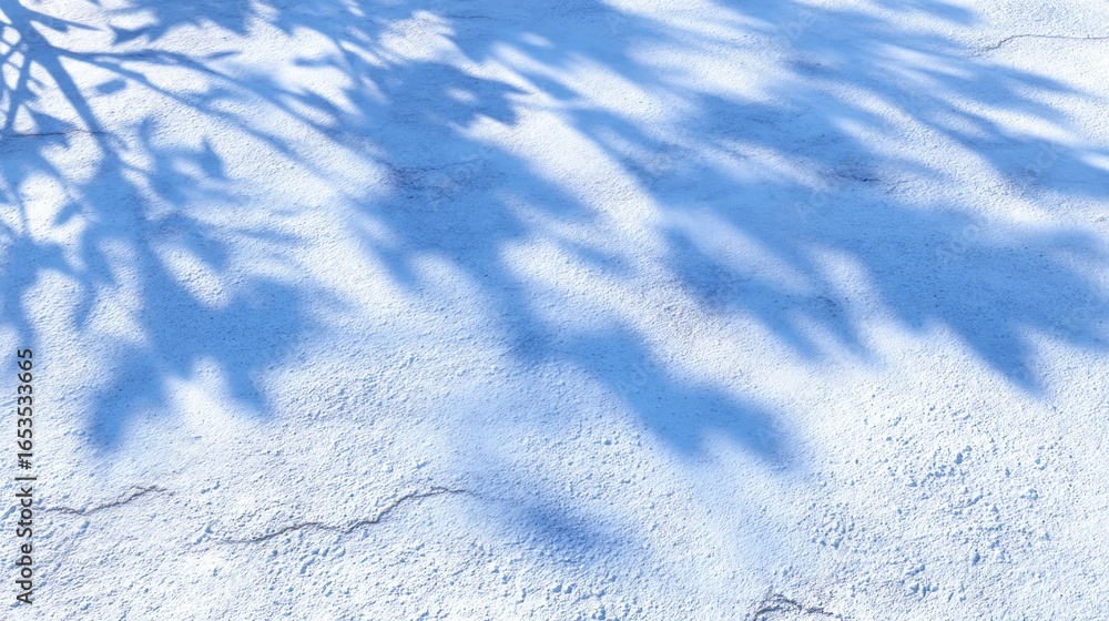 Aufkleber shadow patterns of tree branches cast on a textured pale blue surface light