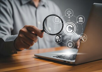 CRO Conversion Rate Optimization Technology Concept. Woman using laptop with icons representing CRO, analytics, A/B testing, funnel optimization, performance metrics for digital marketing improvement,