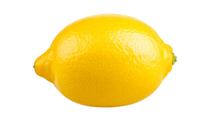 Vibrant Yellow Lemon Isolated On White Background Showing Texture Detail and Natural Shape
