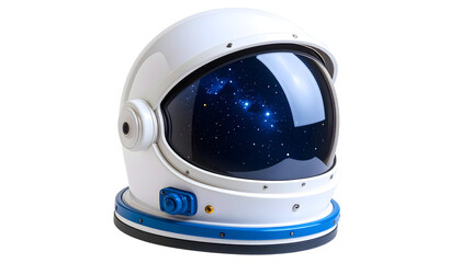 Astronaut Helmet Displaying A Starry Universe Inside Its Visor With White And Blue Accents