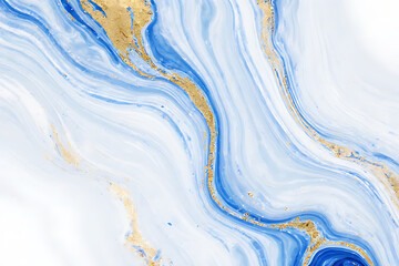 Liquid Gold: A Dynamic Blue and White Abstract Design.