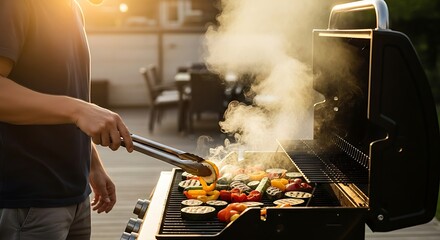 Grilling Vegetables on a Summer Evening: Healthy BBQ Concept