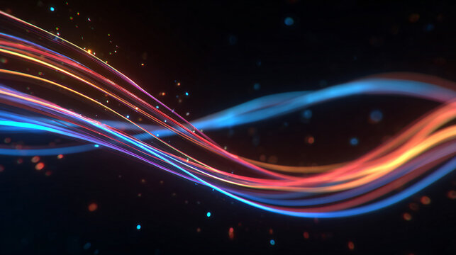 Colorful Light Streaks on Dark Background