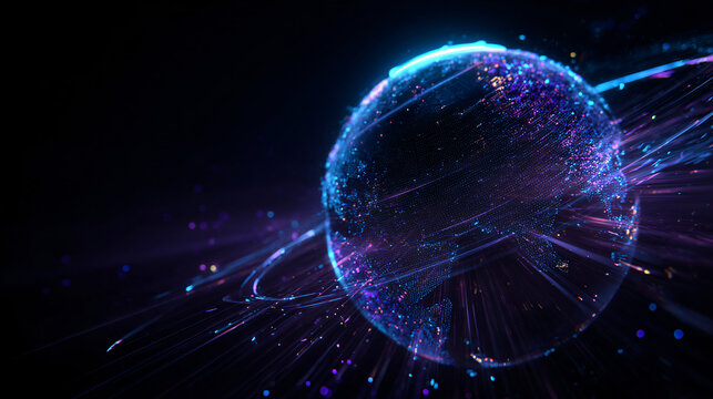 Futuristic Glowing Space Sphere - Powered by Adobe