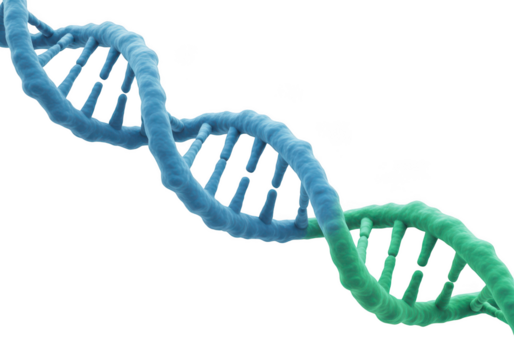 Illustration of a dna molecule isolated on transparent background representing genetic research, medical innovation, and pharmaceutical discovery