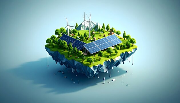 Floating island with renewable energy