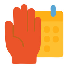 Obraz premium Vibrant Fundraising Event Emblem for October Awareness Featuring a Raised Hand and Calendar