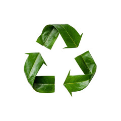 Recycle leaf green arrow symbol eco environment sustainability nature conservation recycle symbol made from green leaves represents eco friendly practices, environmental conservation