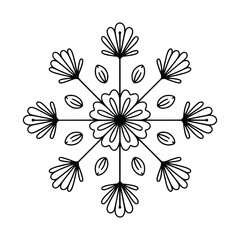 Floral Mandala Vector Illustration in Line Art Style