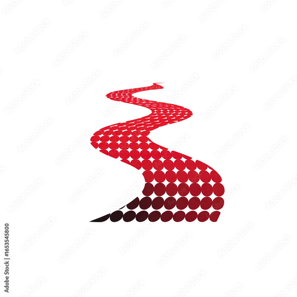 Poster winding red path abstract road geometric pattern transparency background modern design creative conc