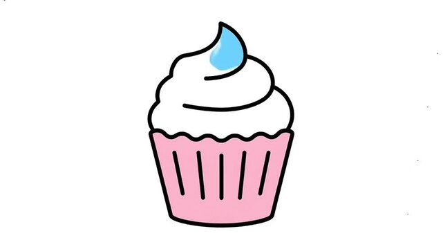 Cupcake frosting swirl looping animation. Cute cupcake with sprinkles seamless motion background. Dessert pastry animation. Looping animation of cute cupcakes. Cupcake vector illustration.