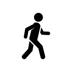 Simple black silhouette icon of a walking person.
