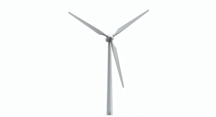 Modern wind turbine generating clean, renewable energy. A symbol of sustainable power and green technology isolated on white.